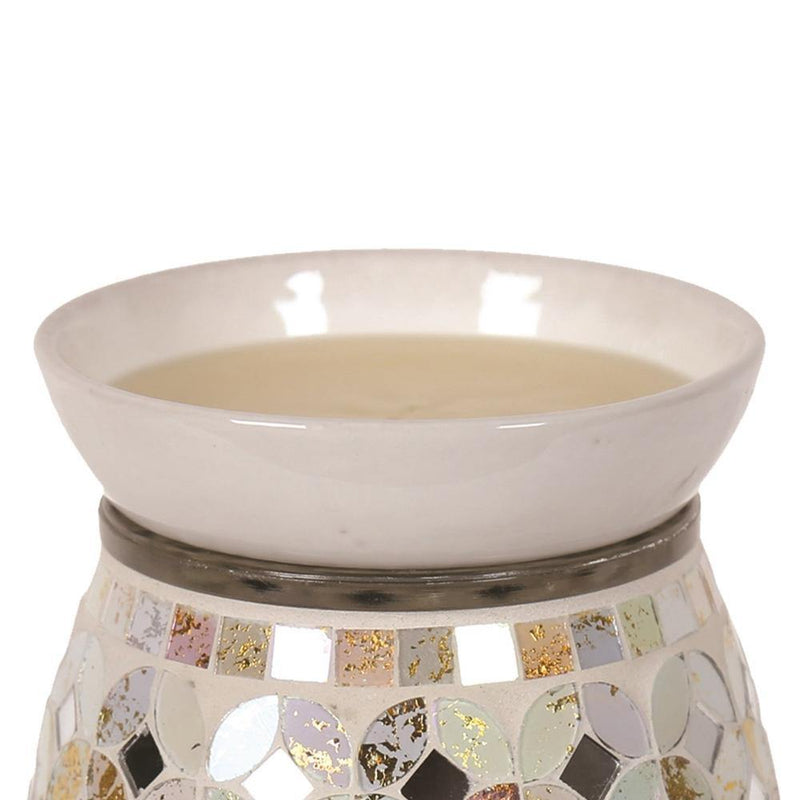 Aroma Accessories oil warmer Electric Cream & Gold Mosaic Wax Tart Melt Burner Lamp Aroma Warmer - Hand Made