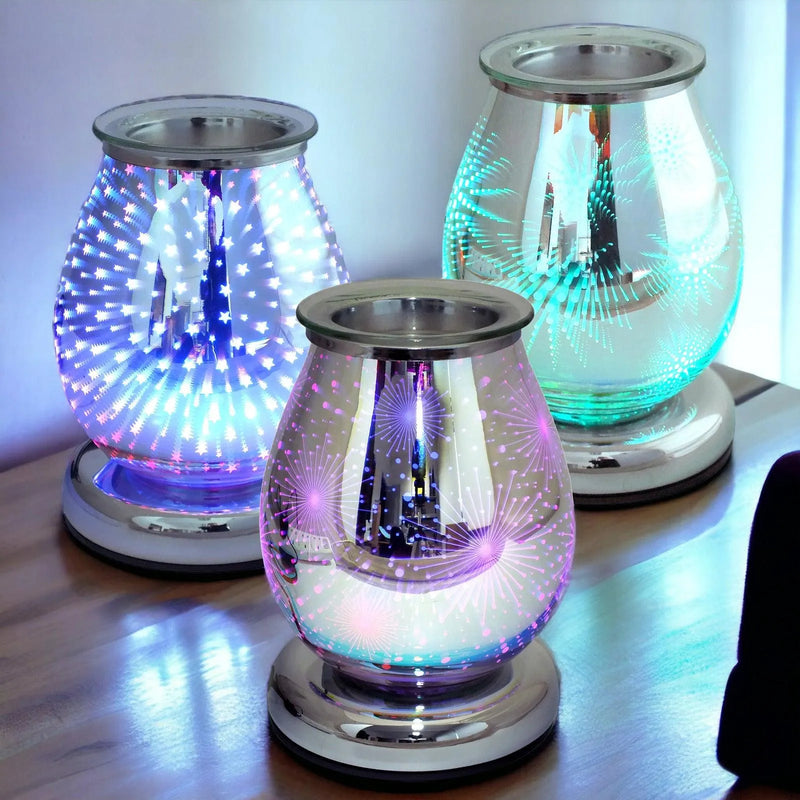 Aroma Electric Colour Changing LED Wax Melt Burner Tart Oil Warmer- 3D Firework - tooltime.co.uk