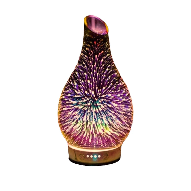 Aroma Lamp Humidifier - Scented Oil Diffuser - 3D Glass - Rose Gold - Multi Colour Led - tooltime.co.uk