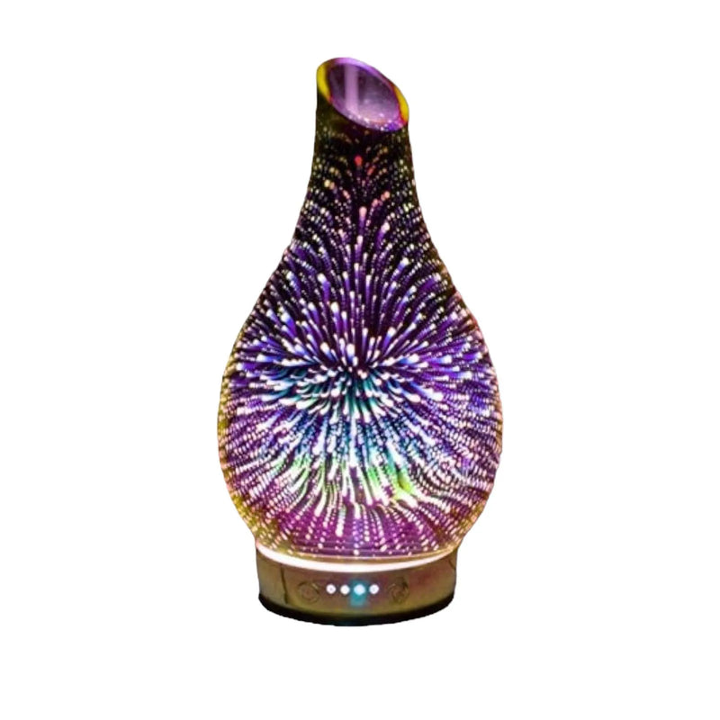 Aroma Lamp Humidifier - Scented Oil Diffuser - 3D Glass - Rose Gold - Multi Colour Led - tooltime.co.uk