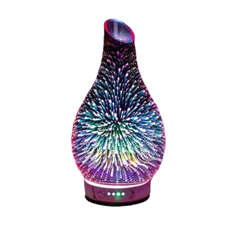 Aroma Lamp Humidifier - Scented Oil Diffuser - 3D Glass - Rose Gold - Multi Colour Led - tooltime.co.uk