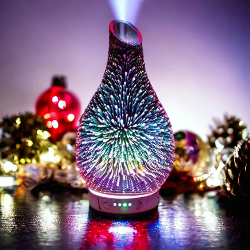 Aroma Lamp Humidifier - Scented Oil Diffuser - 3D Glass - Rose Gold - Multi Colour Led - tooltime.co.uk