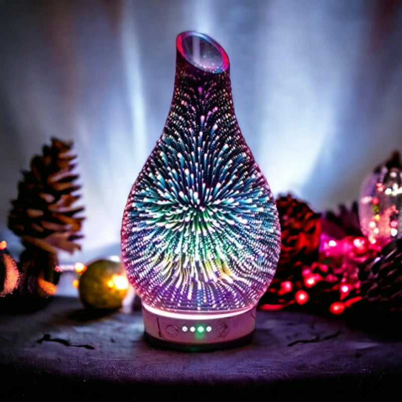 Aroma Lamp Humidifier - Scented Oil Diffuser - 3D Glass - Rose Gold - Multi Colour Led - tooltime.co.uk