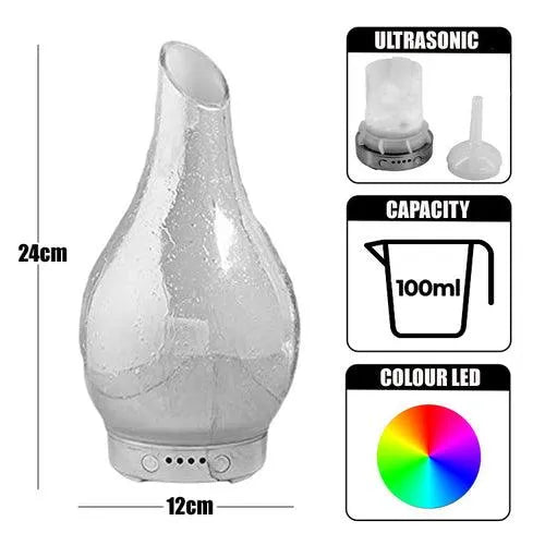 Aroma Lamp Humidifier - Scented Oil Diffuser - 3D Glass - Rose Gold - Multi Colour Led - tooltime.co.uk