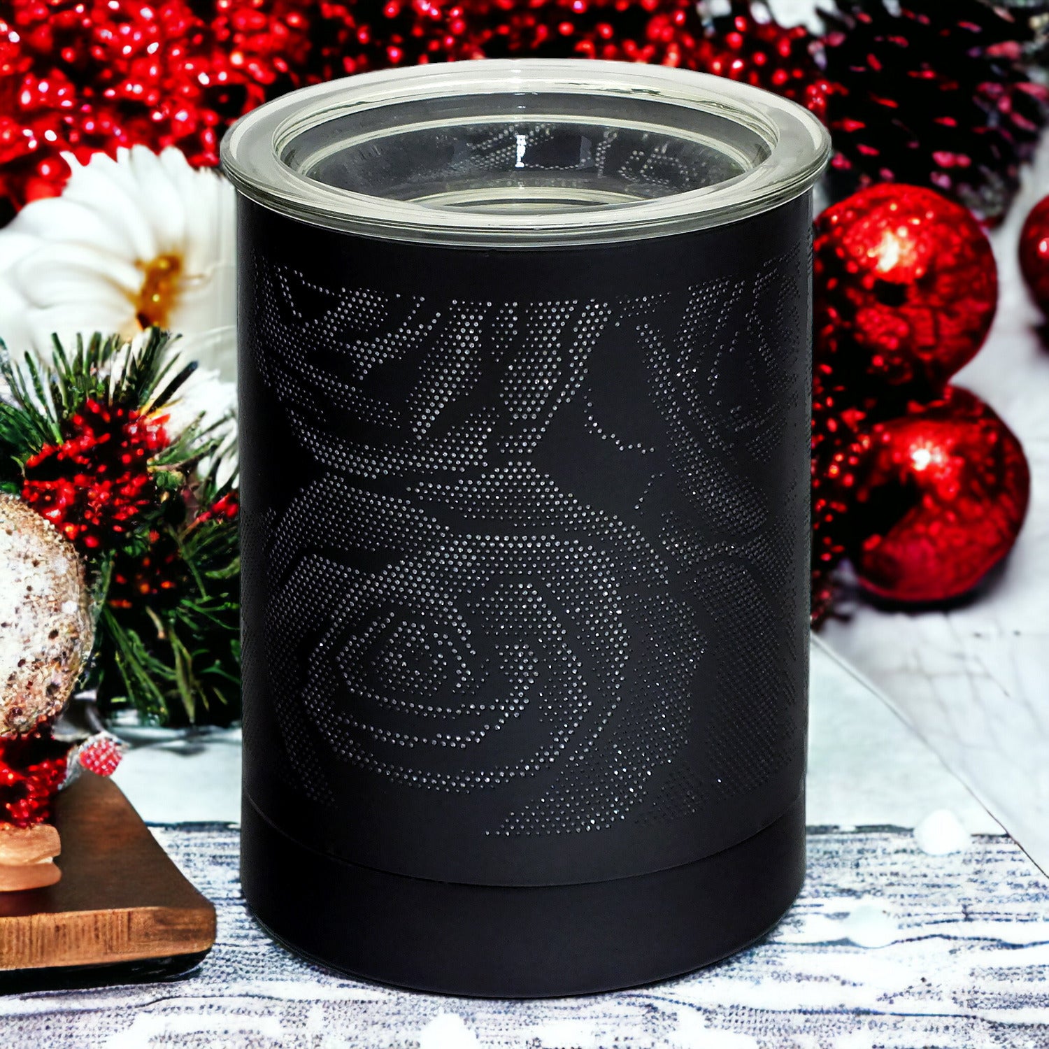 Electric Aroma Lamp Wax Tart Melter and Scented Oil Burner | Black Rose Design Fragrance Diffuser plus Tangerine Wax Melts