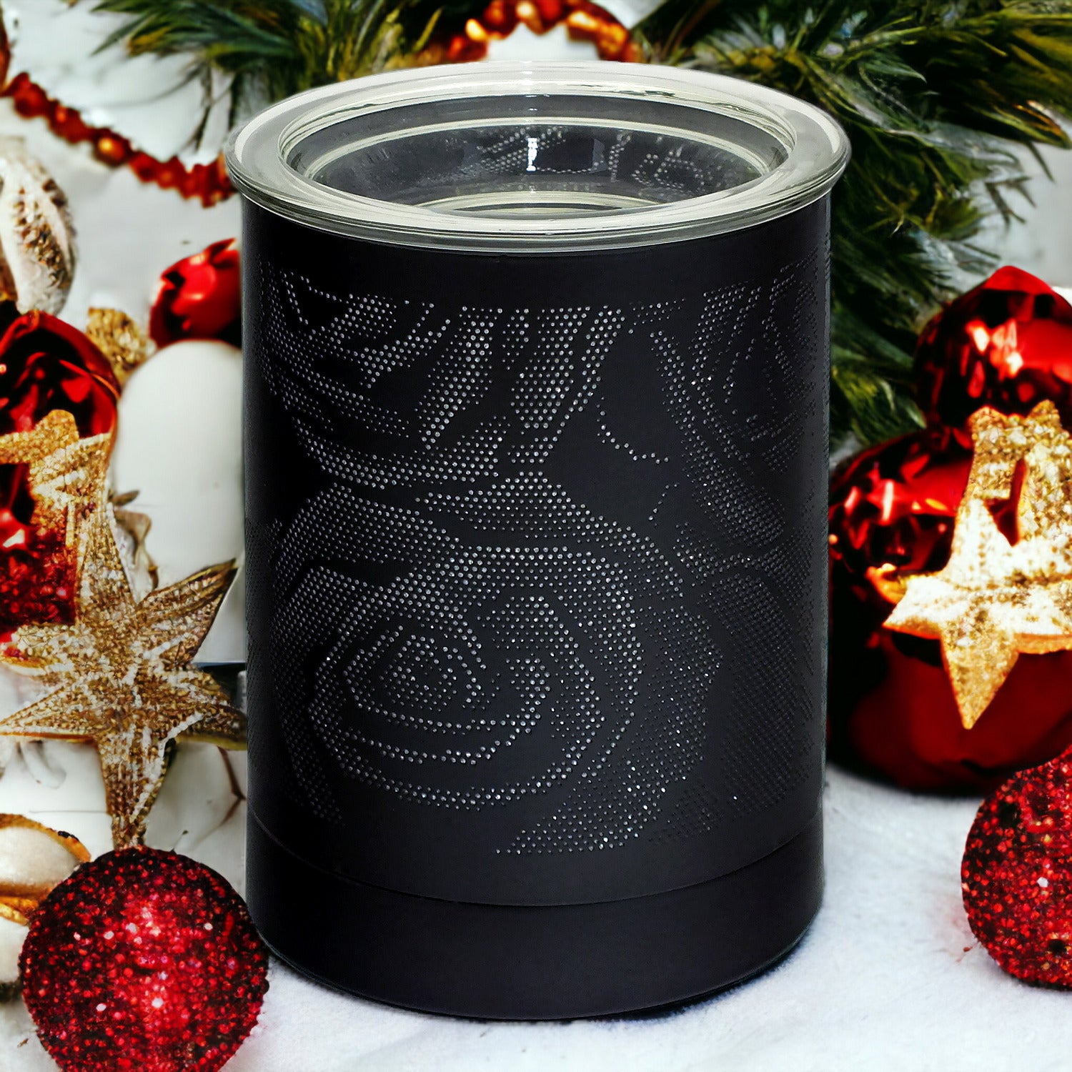 Electric Aroma Lamp Wax Tart Melter and Scented Oil Burner | Black Rose Design Fragrance Diffuser plus Sandalwood Wax Melts