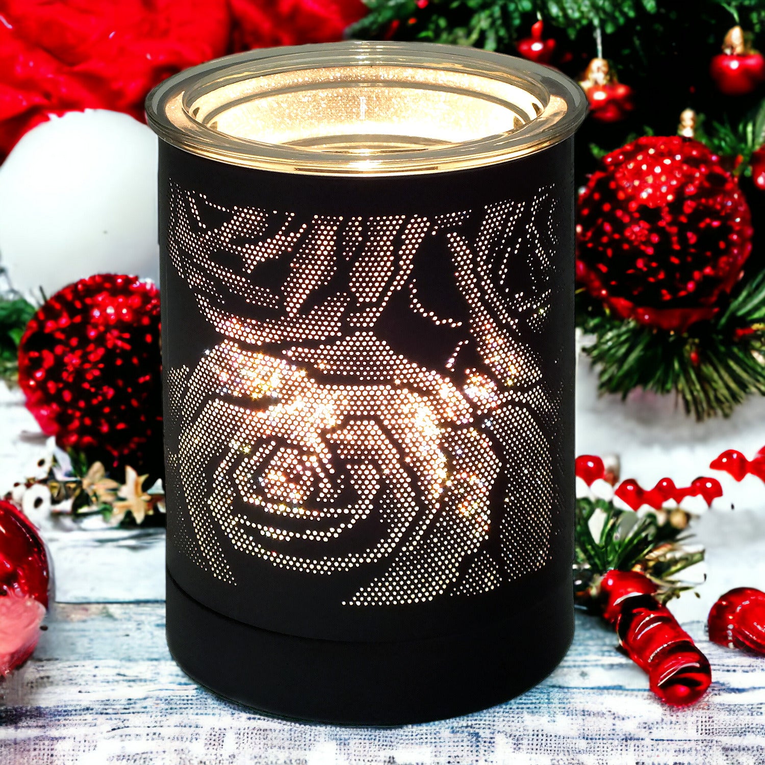 Aroma Fragrance Lamp Tart Melter plus 10pc Wax Melts | Black Rose Design Electric Oil Burner Diffuser