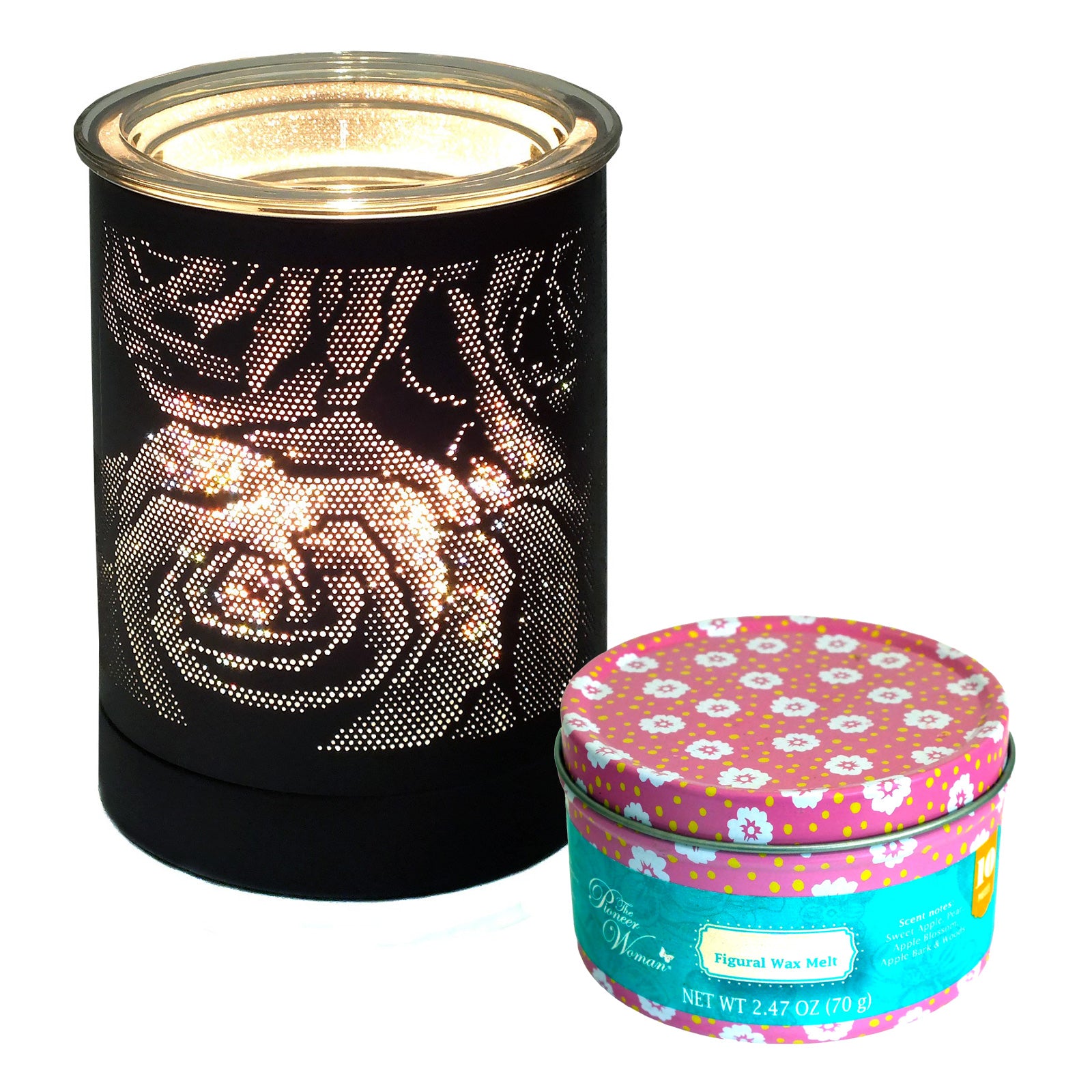 Aroma Fragrance Lamp Tart Melter plus 10pc Wax Melts | Black Rose Design Electric Oil Burner Diffuser