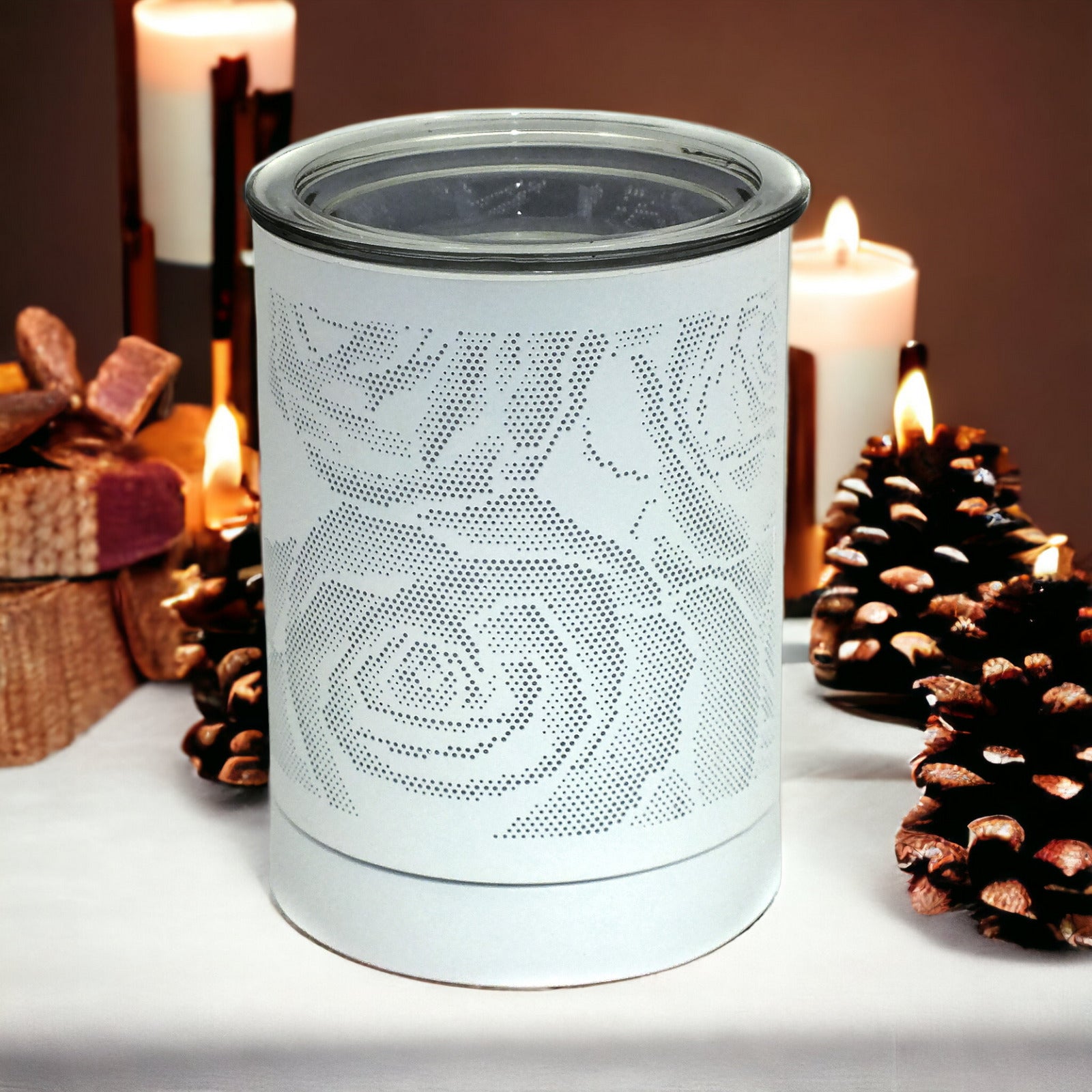 Aroma Fragrance Lamp Tart Melter plus 10pc Wax Melts | White Rose Design Electric Oil Burner Diffuser
