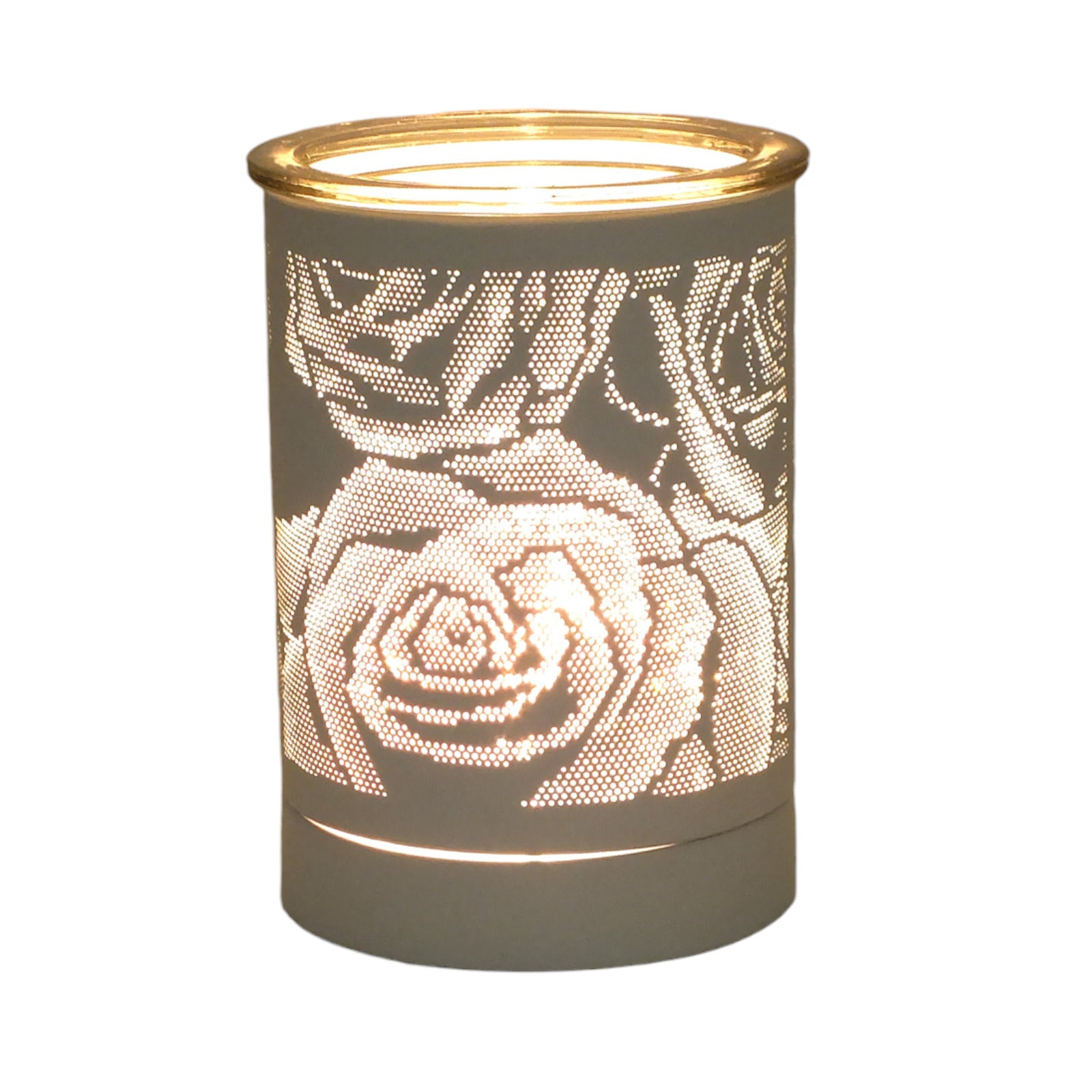 Aroma Fragrance Lamp Tart Melter plus 10pc Wax Melts | White Rose Design Electric Oil Burner Diffuser
