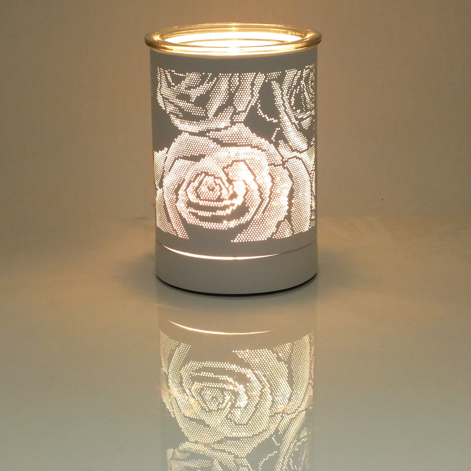 Aroma Fragrance Lamp Tart Melter plus 10pc Wax Melts | White Rose Design Electric Oil Burner Diffuser