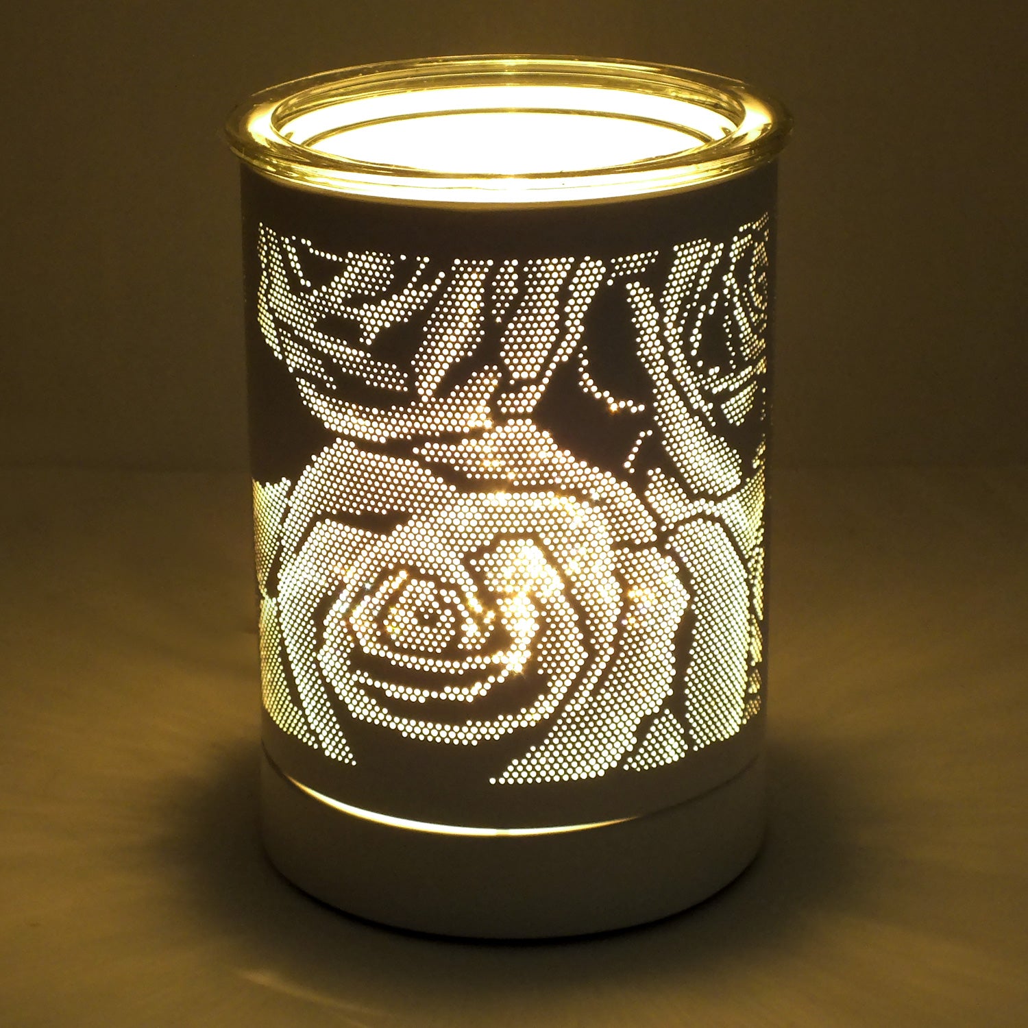 Aroma Fragrance Lamp Tart Melter plus 10pc Wax Melts | White Rose Design Electric Oil Burner Diffuser