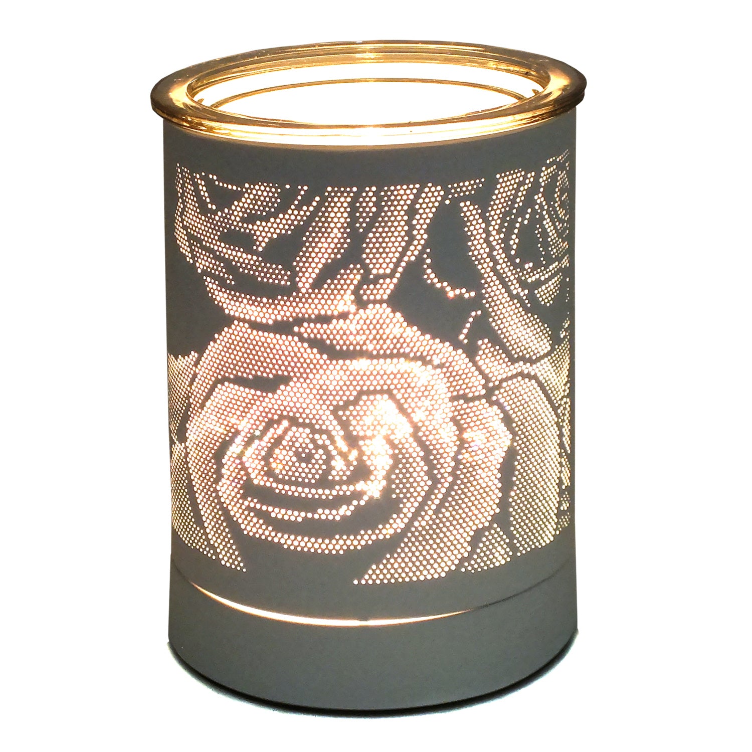 Aroma Fragrance Lamp Tart Melter plus 10pc Wax Melts | White Rose Design Electric Oil Burner Diffuser