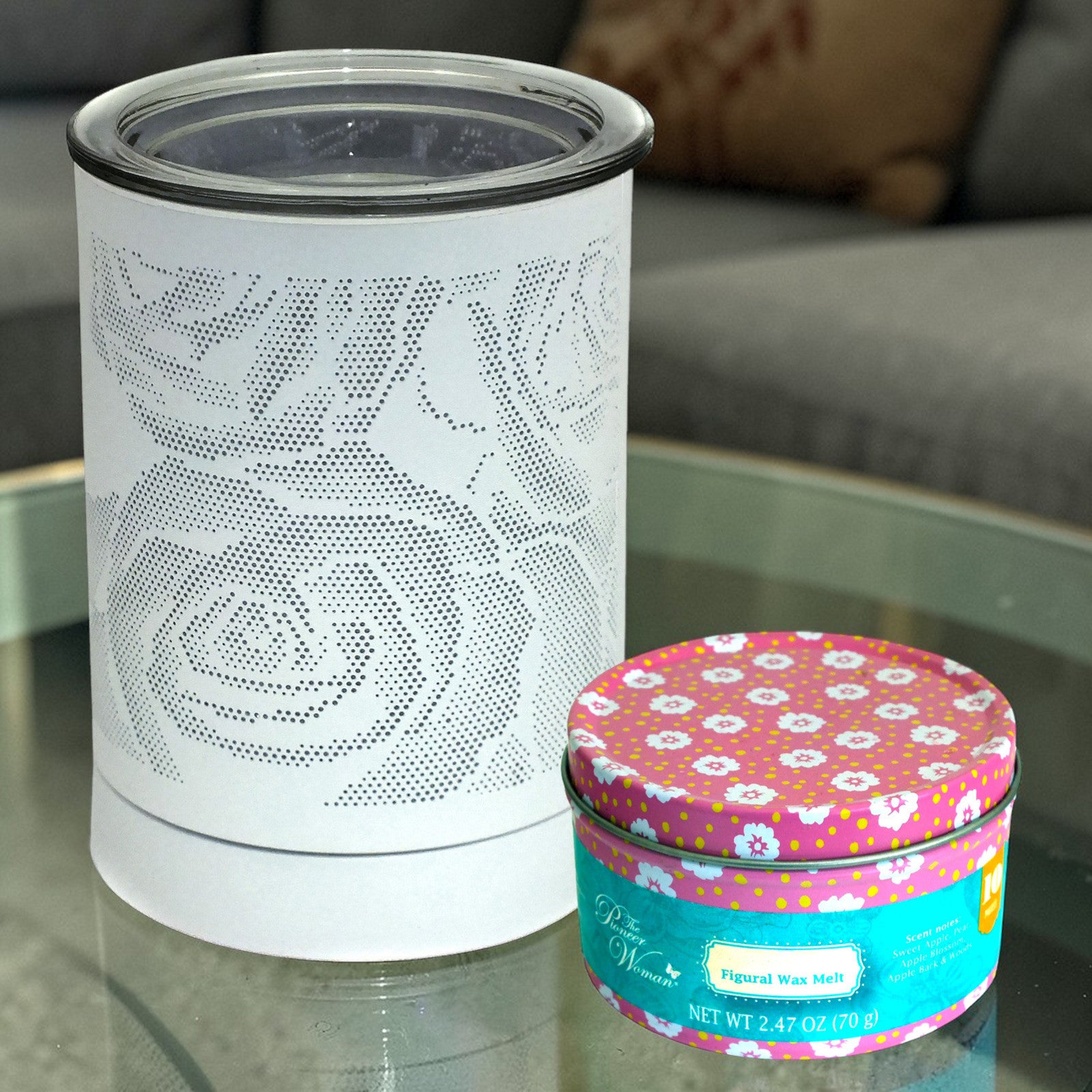 Aroma Fragrance Lamp Tart Melter plus 10pc Wax Melts | White Rose Design Electric Oil Burner Diffuser