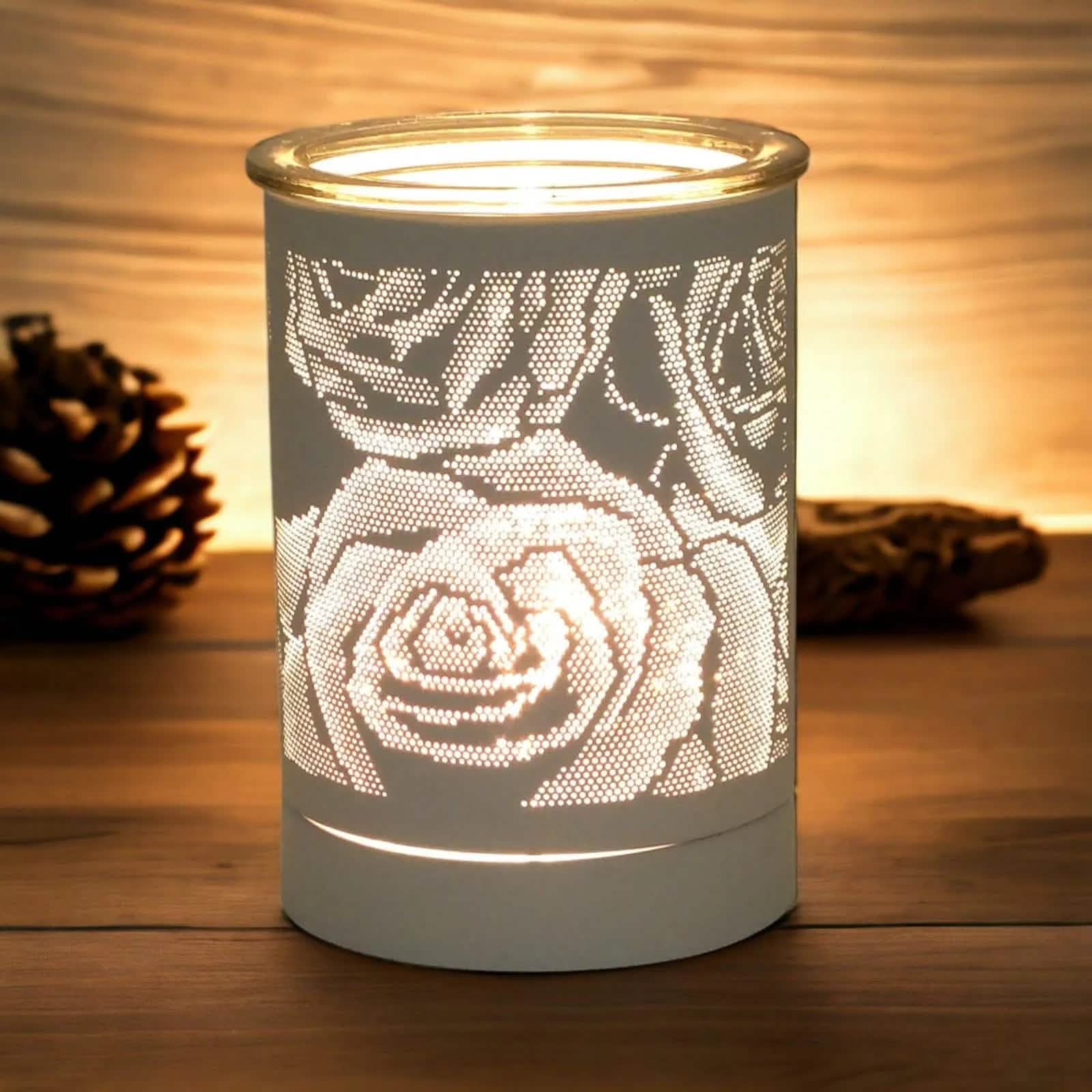 Astin Of London Oil Burner White Rose Aroma Diffuser Elegant Scented Oil Burner for Wax Melts