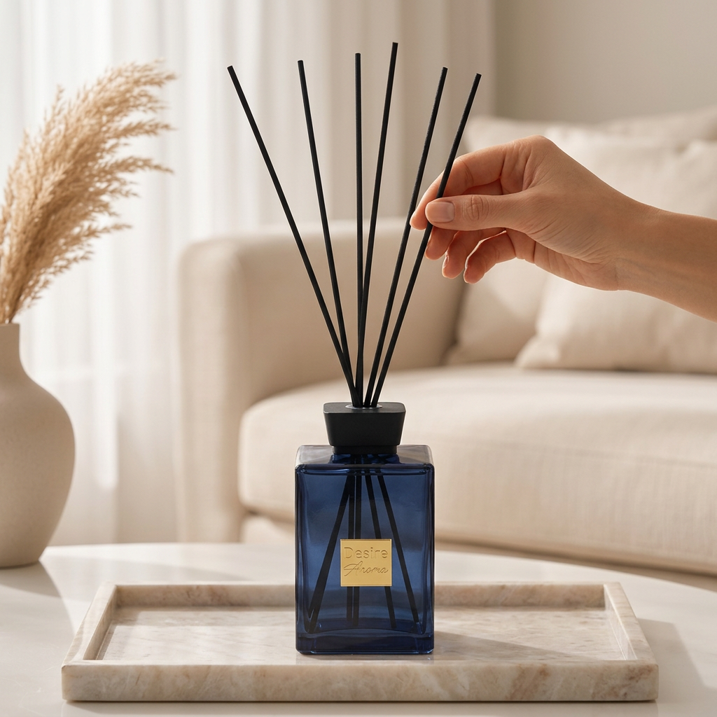 Azure diffuser with hand adjusting reeds