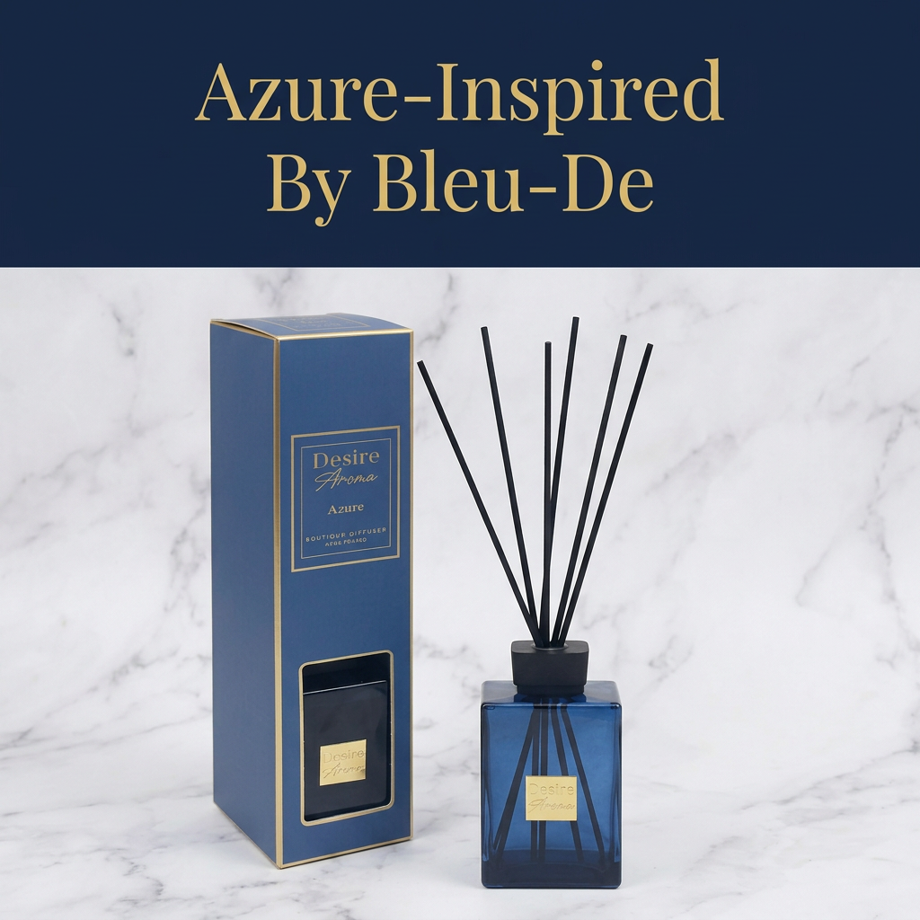 Azure diffuser with wording in a separate navy header panel
