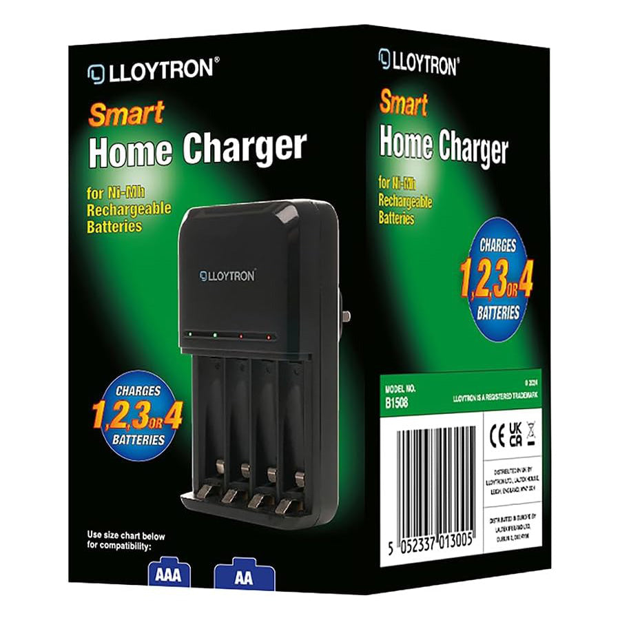 Ultra Fast Plug-in Smart Battery Charger + 8 AA & AAA  Rechargeable NiMh Batteries