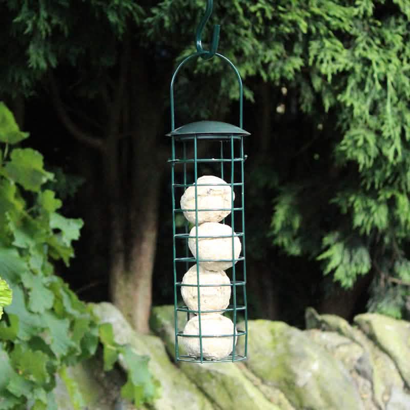 Set of 3 Garden Bird Feeders Hanging Suet Fat Ball Holder Seeds and Peanuts