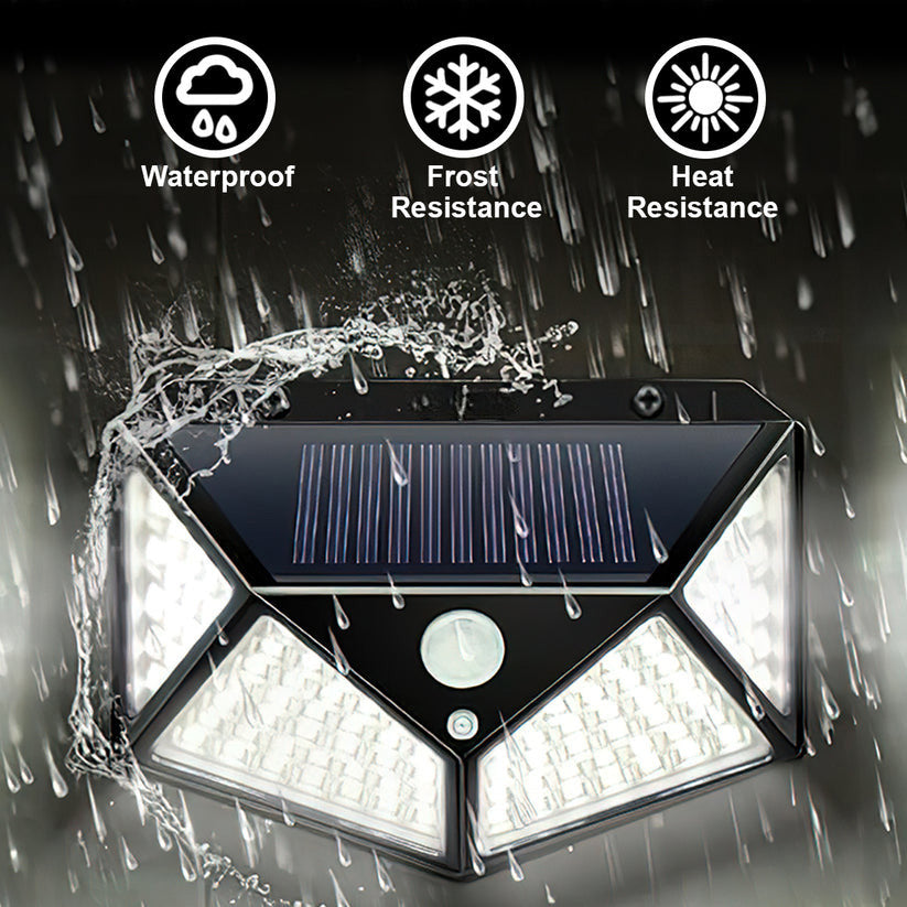 4 Pack 100 LED Solar Wall Lights PIR Motion Sensor Outdoor Garden Security Lamps