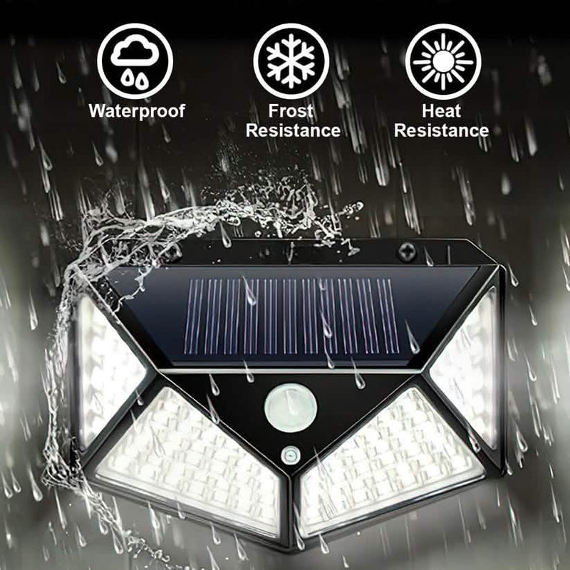 Pack of 4 Solar Wall Lights 100 LED PIR Motion Sensor Outdoor Garden Security Lamps