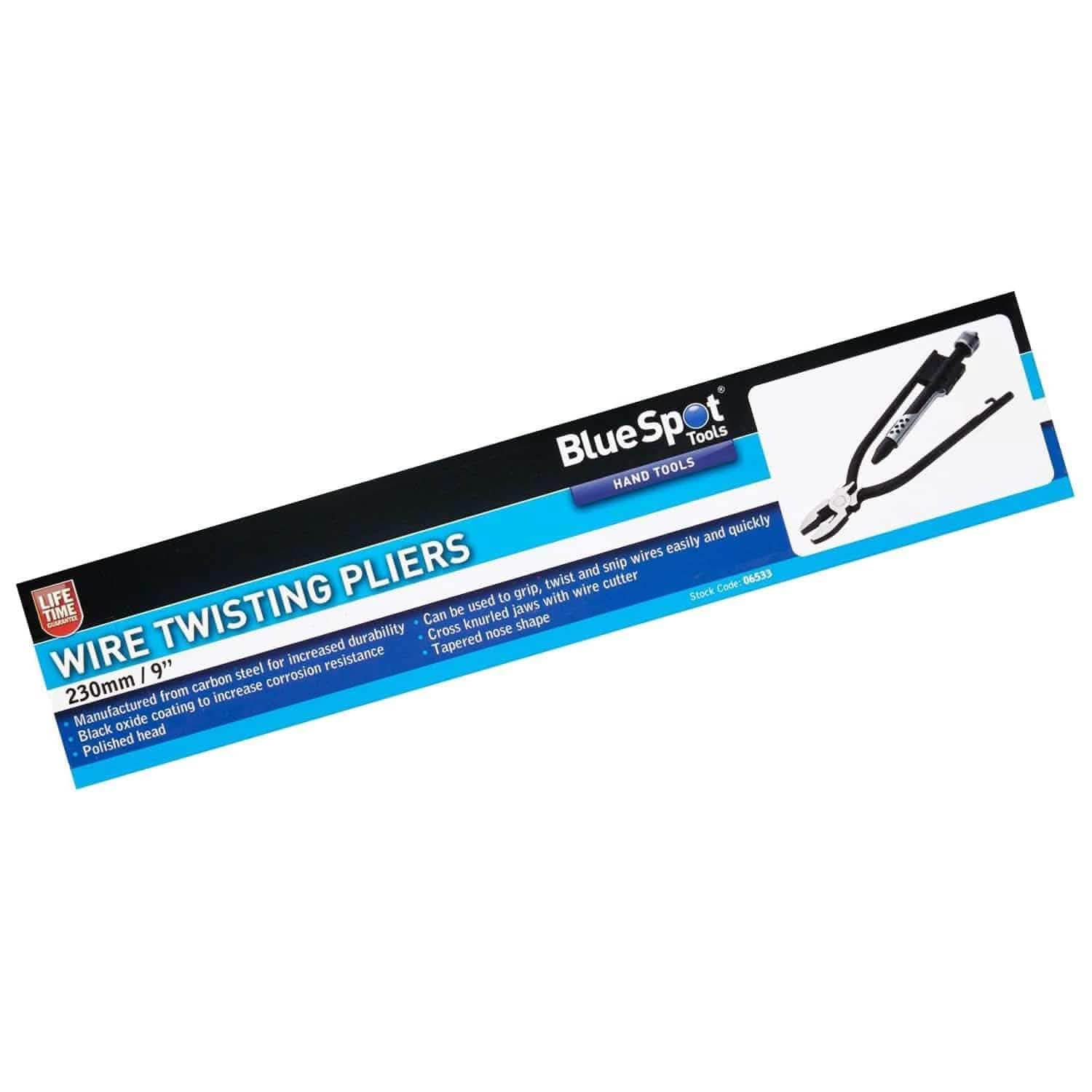 Blue Spot Tools Wire Twisting Pliers Wire Twisting Pliers Cable Cutters Twisters Grippers 9" 230mm Safety Locking Nut