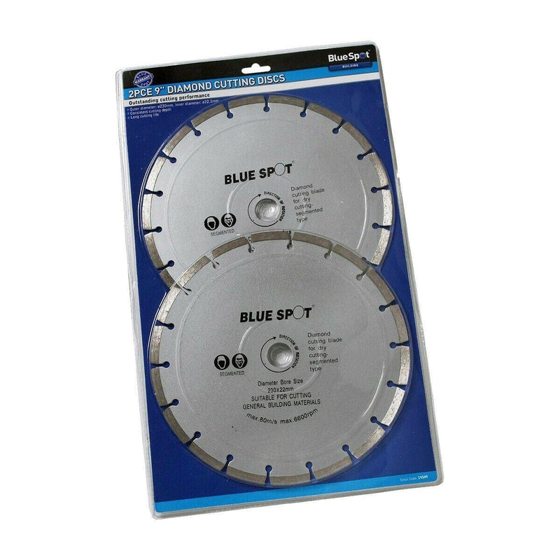 BlueSpot Angle Grinder Cutting Discs 230mm ( 9" ) Diamond Set - 2 Pack