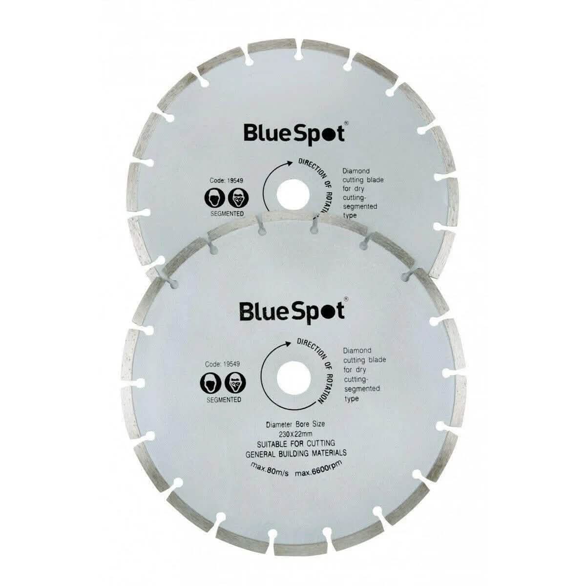 BlueSpot Angle Grinder Cutting Discs 230mm ( 9" ) Diamond Set - 2 Pack