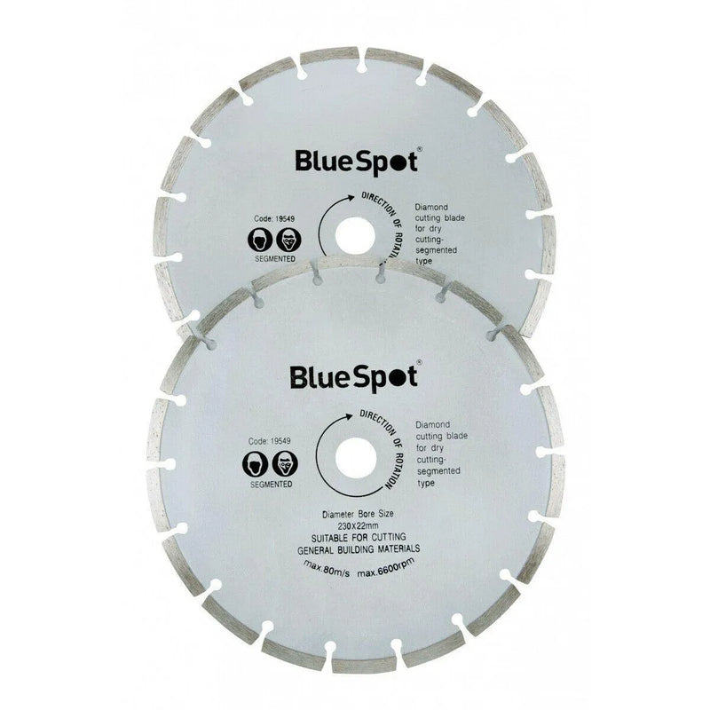 BlueSpot Angle Grinder Cutting Discs 230mm ( 9" ) Diamond Set - 2 Pack