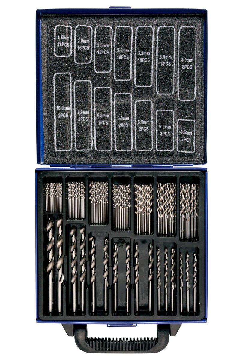 BlueSpot HSS Drill Bit Set + Metal Case 1.5-10mm Bits Metal Wood Plastic 99PC
