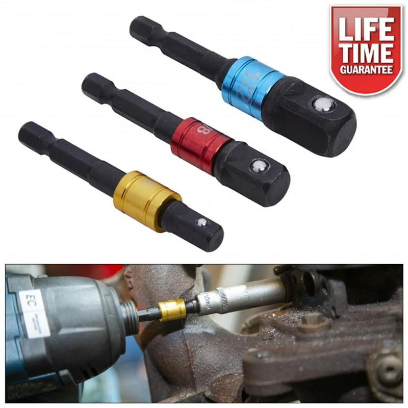 Bluespot Socket Adaptor Set Impact Socket Adaptor Set 1/4 3/8 1/2 Colour Coded Cr-V Lifetime Warranty 3Pc
