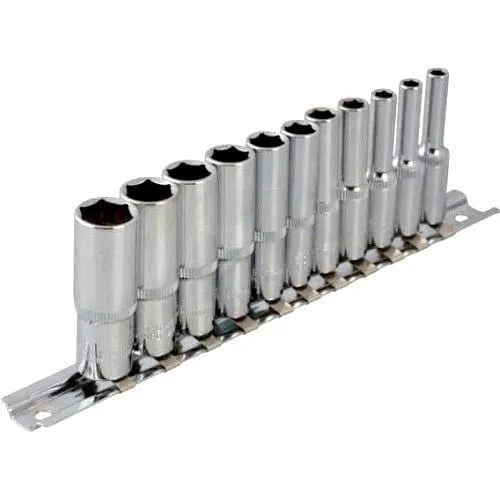 BlueSpot Socket Set 11 PC 1/4" METRIC DEEP SOCKET SET (4-13MM) ON RAIL CR-V LIFETIME WARRANTY