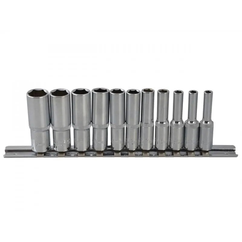 BlueSpot Socket Set 11 PC 1/4" METRIC DEEP SOCKET SET (4-13MM) ON RAIL CR-V LIFETIME WARRANTY