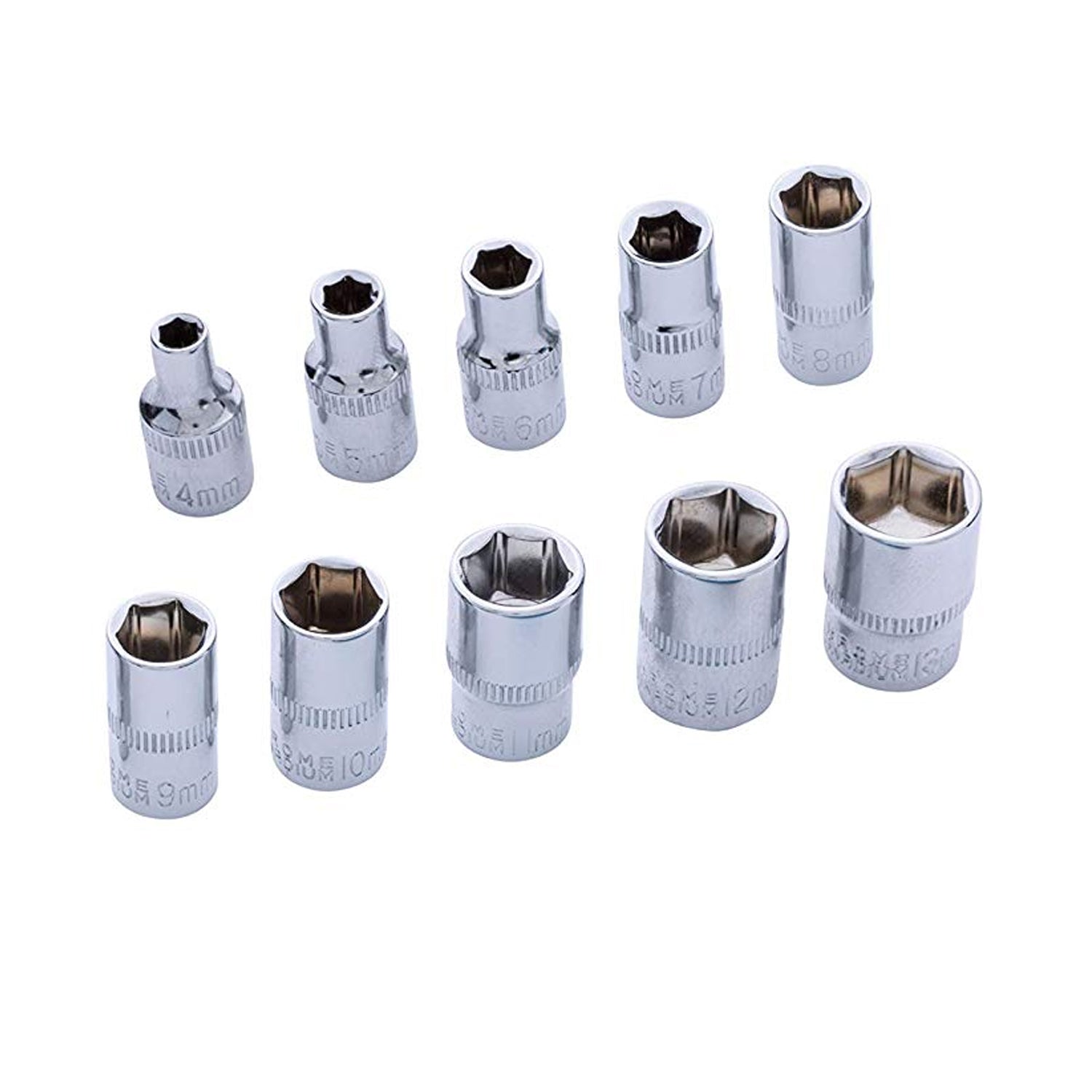 Ratchet Socket Set 1/4"Dr Pro Steel Crv 12Pc - Extension - Storage Rack Included