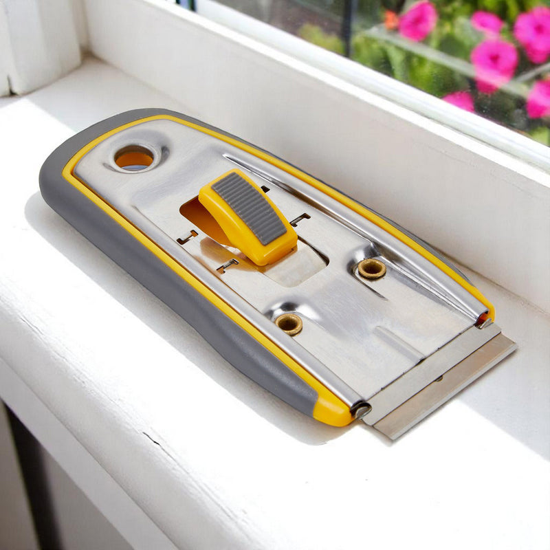 Retractable Steel Window Scraper Glass Paint Sticker Glue Removing Tool with Blade
