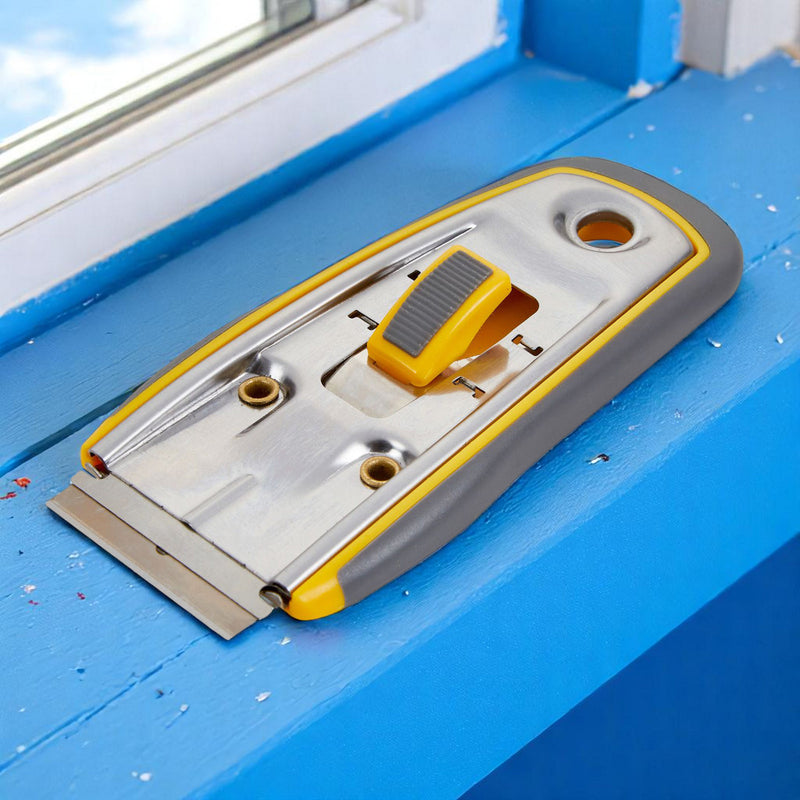 Retractable Steel Window Scraper Glass Paint Sticker Glue Removing Tool with Blade