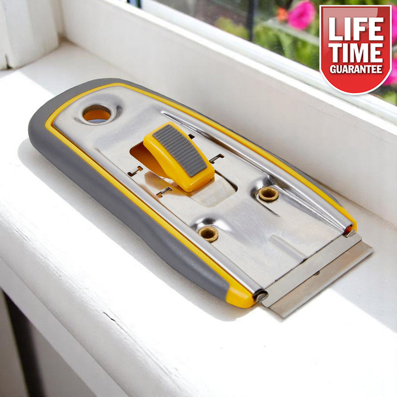 Retractable Steel Window Scraper Glass Paint Sticker Glue Removing Tool with Blade