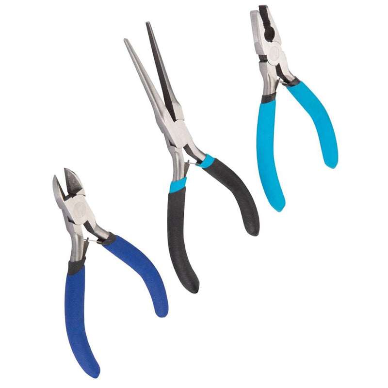3pc Mini Pliers Set Soft Grip Combination Needle Nose Wire Cutting Side Cutters