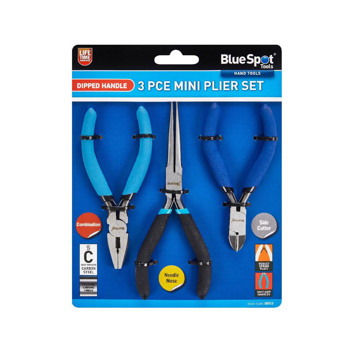 3pc Mini Pliers Set Soft Grip Combination Needle Nose Wire Cutting Side Cutters