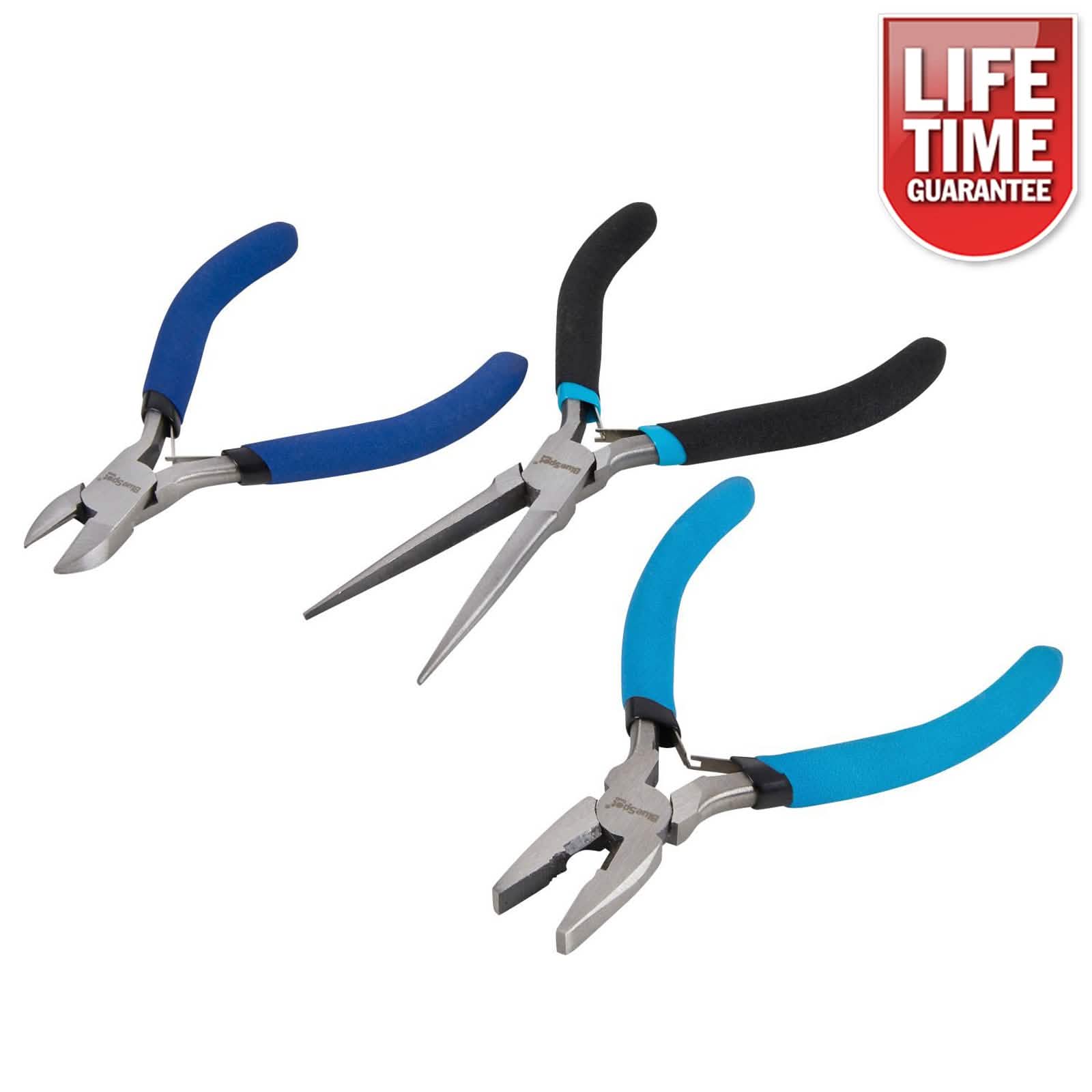 3pc Mini Pliers Set Soft Grip Combination Needle Nose Wire Cutting Side Cutters