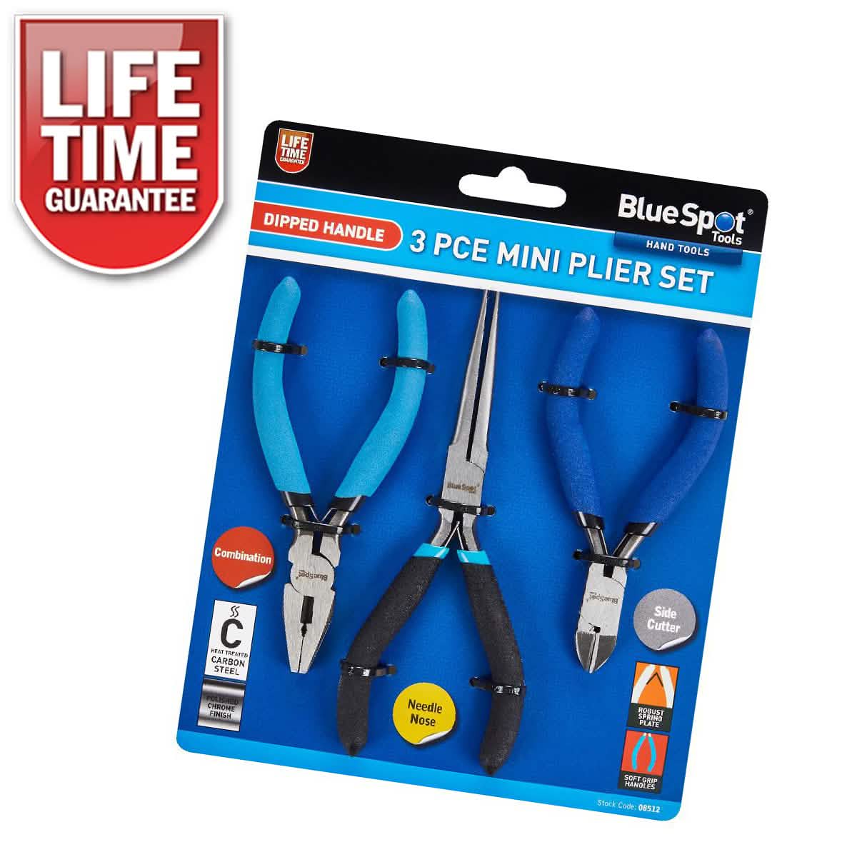3pc Mini Pliers Set Soft Grip Combination Needle Nose Wire Cutting Side Cutters