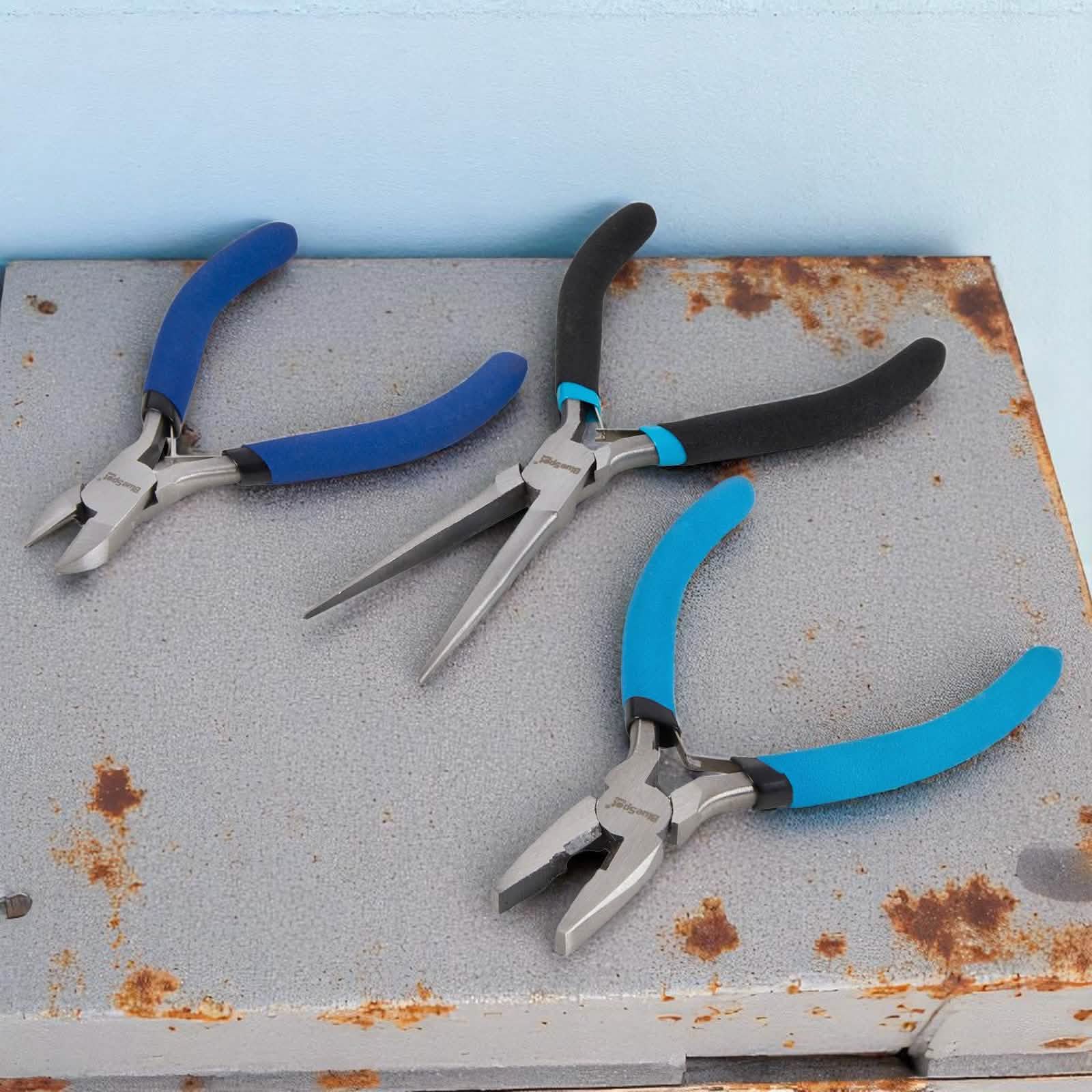 3pc Mini Pliers Set Soft Grip Combination Needle Nose Wire Cutting Side Cutters