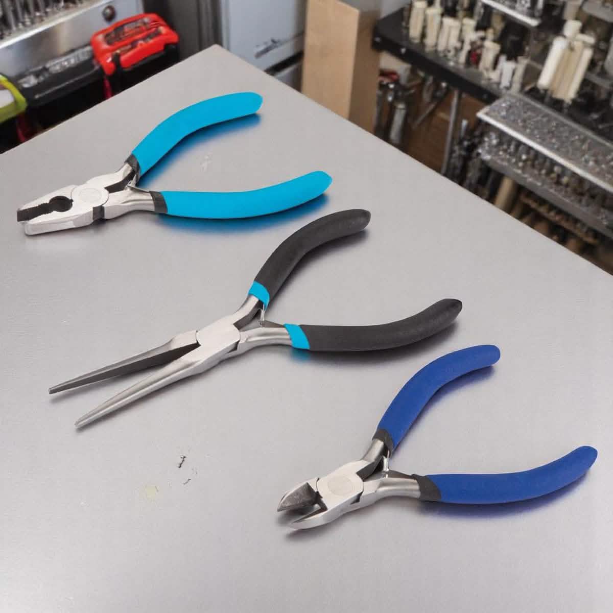 3pc Mini Pliers Set Soft Grip Combination Needle Nose Wire Cutting Side Cutters