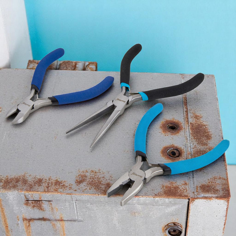 3pc Mini Pliers Set Soft Grip Combination Needle Nose Wire Cutting Side Cutters