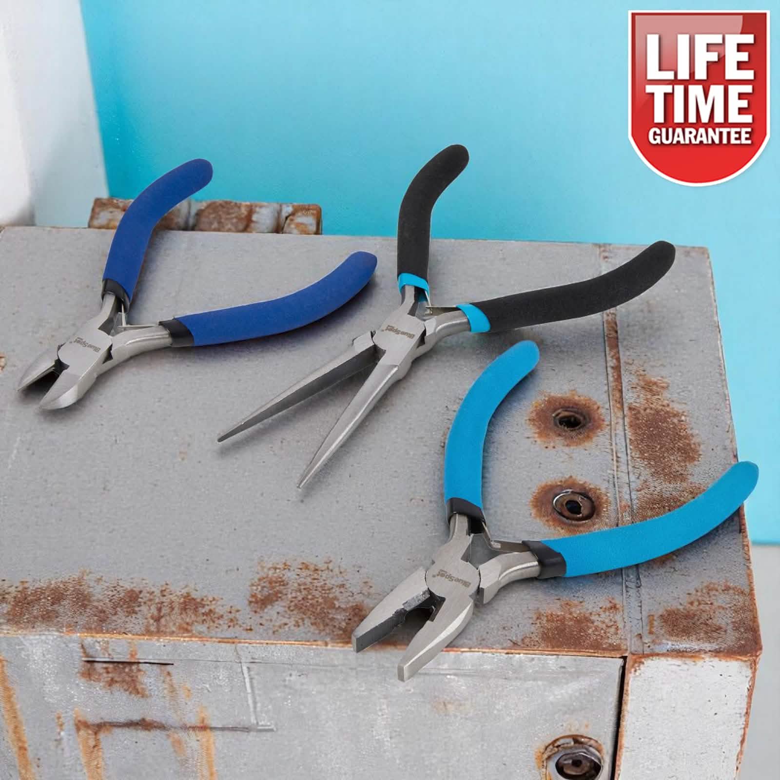 3pc Mini Pliers Set Soft Grip Combination Needle Nose Wire Cutting Side Cutters