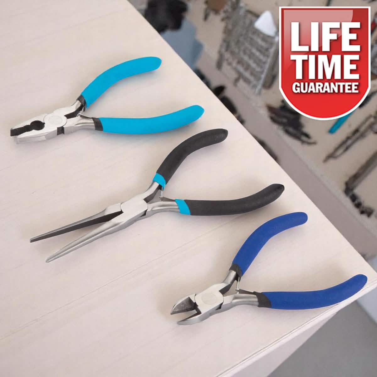 3pc Mini Pliers Set Soft Grip Combination Needle Nose Wire Cutting Side Cutters