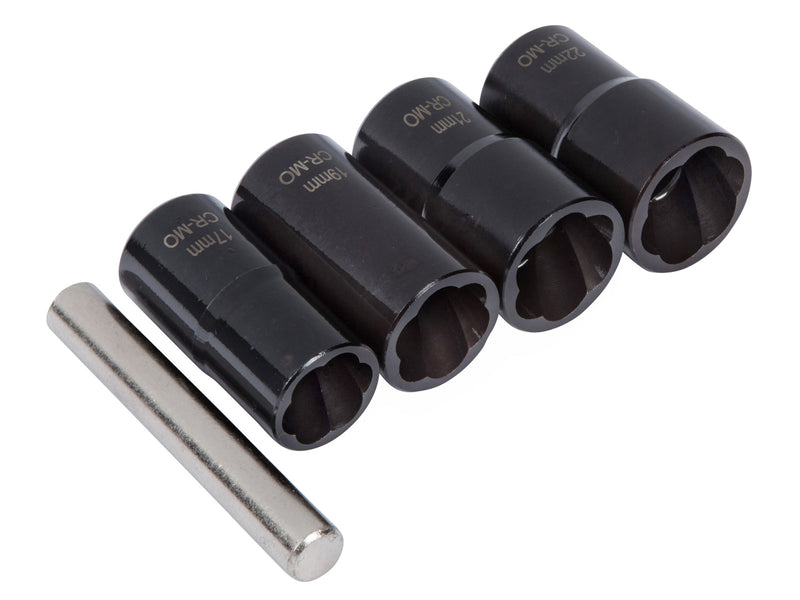 Blue Spot 5pc Locking Wheel Nut Remover Set 17-22mm | Grip & Twist Sockets for Damaged Rounded Bolts