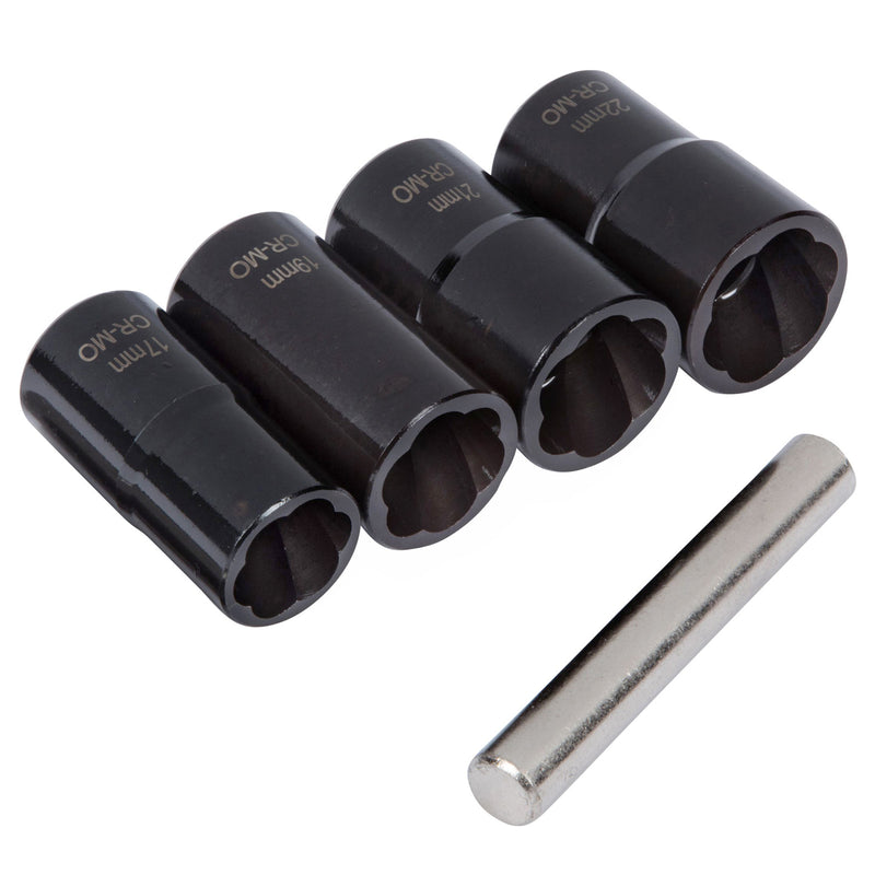Blue Spot 5pc Locking Wheel Nut Remover Set 17-22mm | Grip & Twist Sockets for Damaged Rounded Bolts