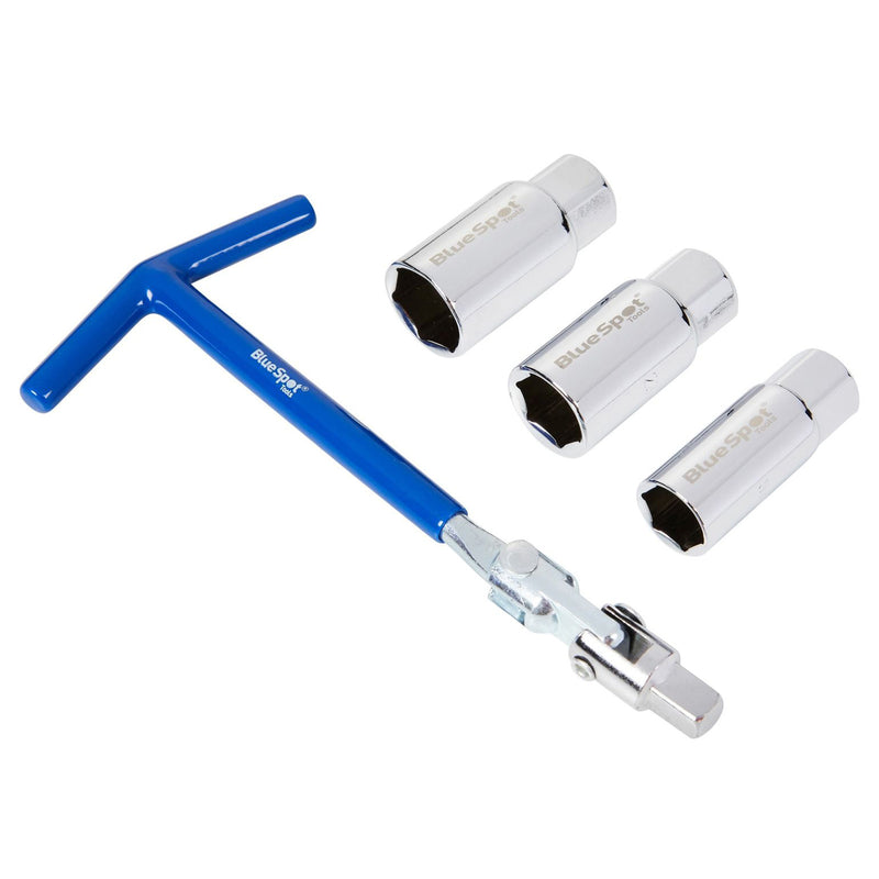 Spark Plug Removal Tools Flexi T-Handle Wrench 3/8" 16 18 & 21mm Sockets 4pc Set