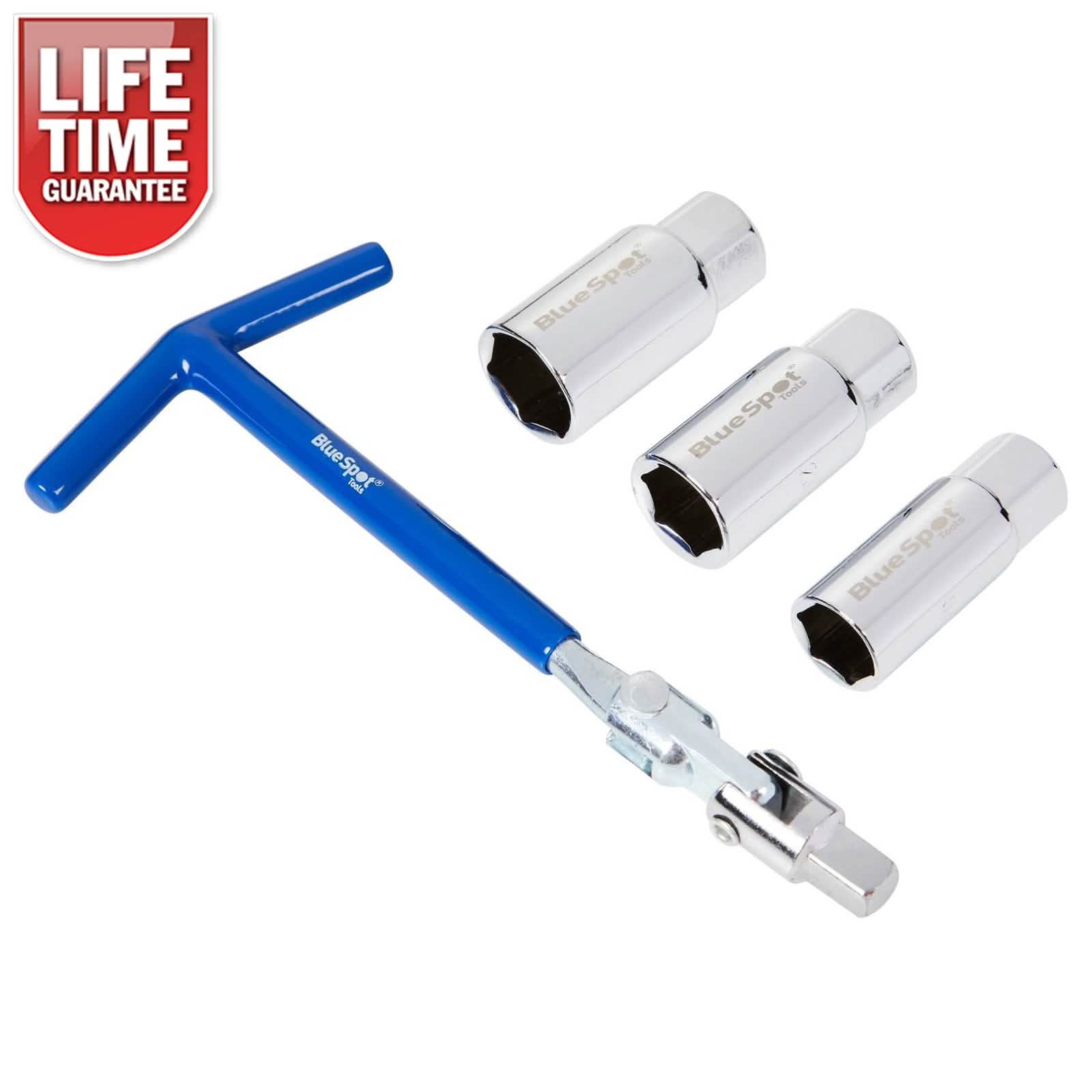 Spark Plug Removal Tools Flexi T-Handle Wrench 3/8" 16 18 & 21mm Sockets 4pc Set